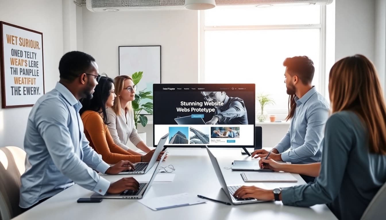 Engaged team at a website design agency Melbourne collaborating on innovative website designs.