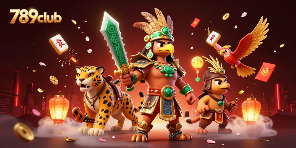 Play thrilling games at 789club with dynamic 3D illustration showcasing vibrant casino elements.