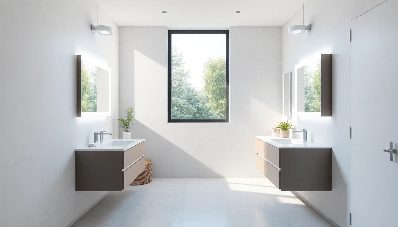 Erleben Sie badezimmer spiegelschränke beleuchtung in einem stilvollen modernen Badezimmer-Setup.