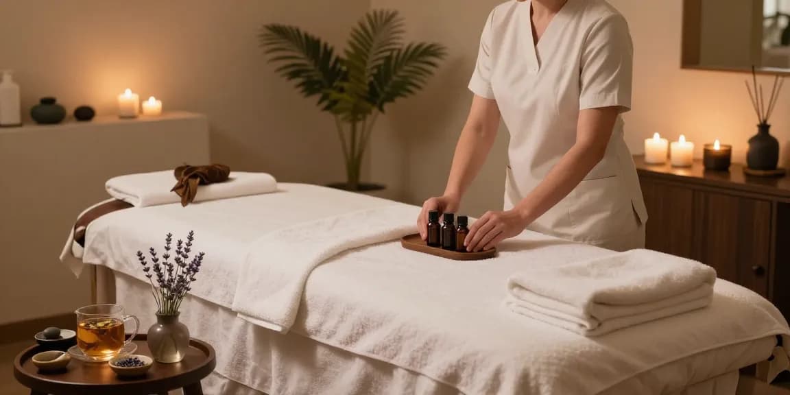 Experience mantra88 in a serene massage therapy room, featuring relaxing aromatherapy and inviting decor.