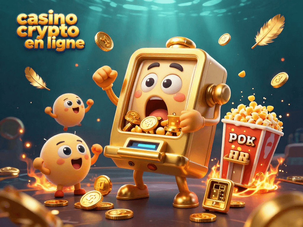 Profitez d'une expérience dynamique au casino crypto en ligne avec des machines à sous en or et des jetons.