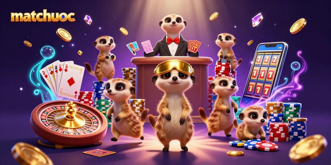 Experience the excitement of matchuoc with charming meerkats operating a bustling casino.