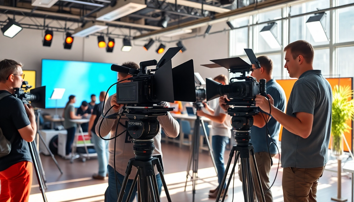 edmonton production companies collaborating on a vibrant film set with dynamic equipment
