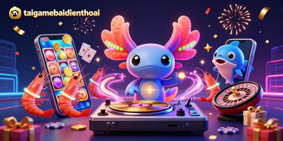 Spin, win, and immerse yourself in taigamebaidienthoai's vibrant casino world with this lively 3D illustration.