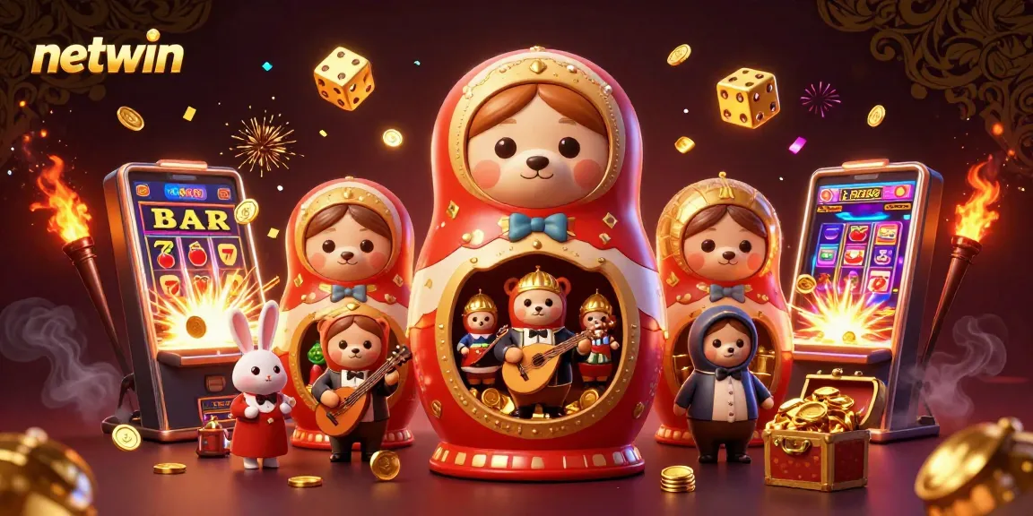 Engage with netwin's casino adventure featuring dynamic slot machines and joyful characters in action.