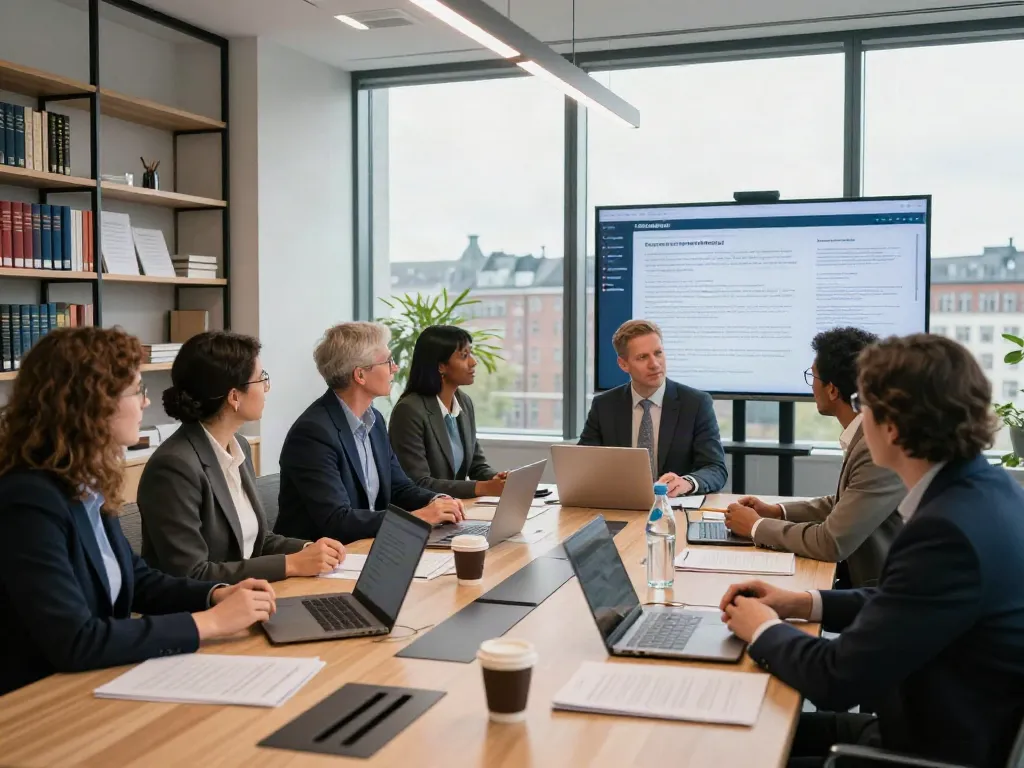 Lead Roedl legal team collaboration in a modern office, showcasing strategic discussions and cultural diversity