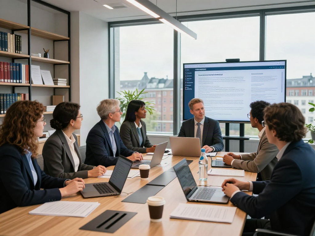 Lead Roedl legal team collaboration in a modern office, showcasing strategic discussions and cultural diversity