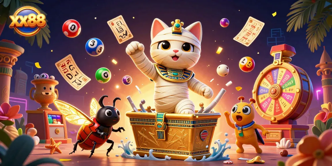 Win big with xx88 in this vibrant casino illustration featuring dynamic games and characters!