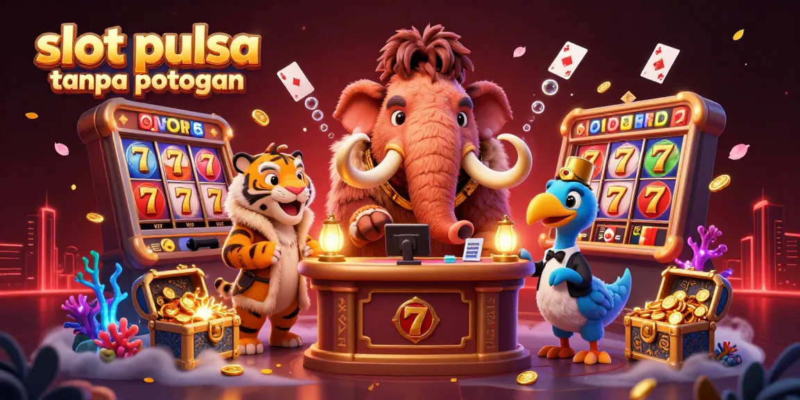 Menangkan jackpot dengan slot pulsa tanpa potongan di agen terpercaya, dikelilingi elemen kasino yang menarik.
