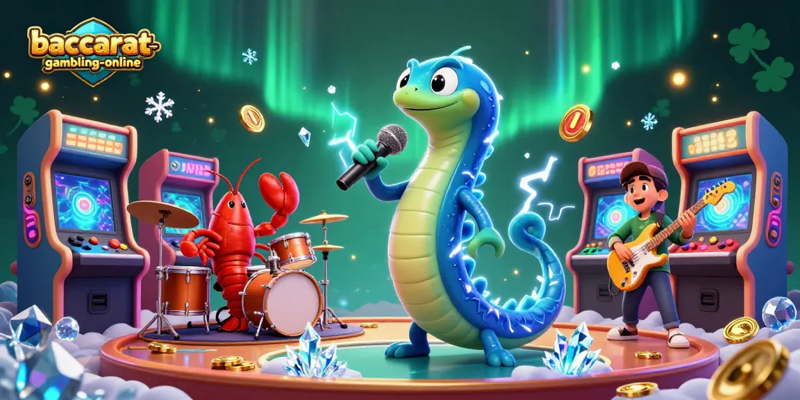 Experience baccarat-gambling-online with a vibrant underwater casino scene featuring an electric eel DJ.