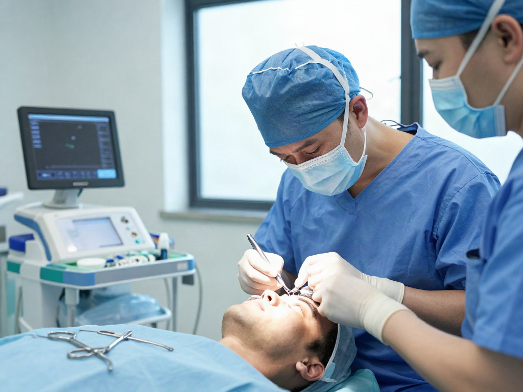 Hair transplant procedure showcasing SMART™ FUE technique performed by a skilled surgeon in a modern clinic.