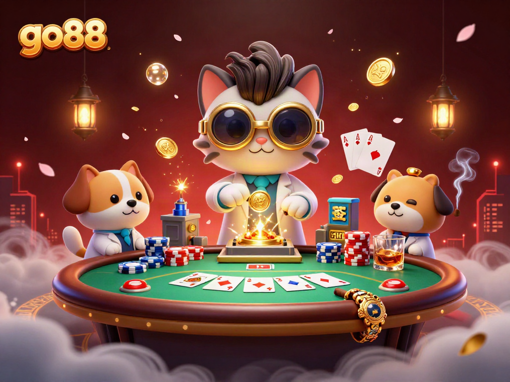 Engage with exciting go88 casino adventures surrounded by golden coins and poker thrills.