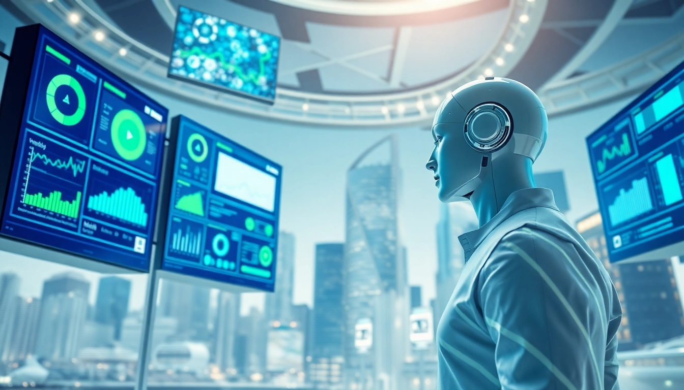 AI agents demonstrating autonomous task performance in a futuristic digital setting.