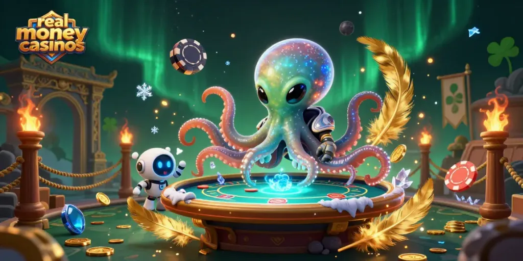 Experience the excitement of real money casinos with this dynamic alien poker scene.