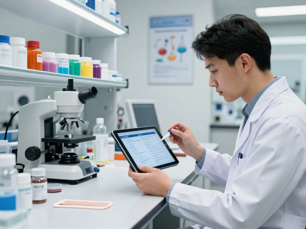 BPC 157 TB 500 Blend research in modern lab emphasizing innovation and precision.