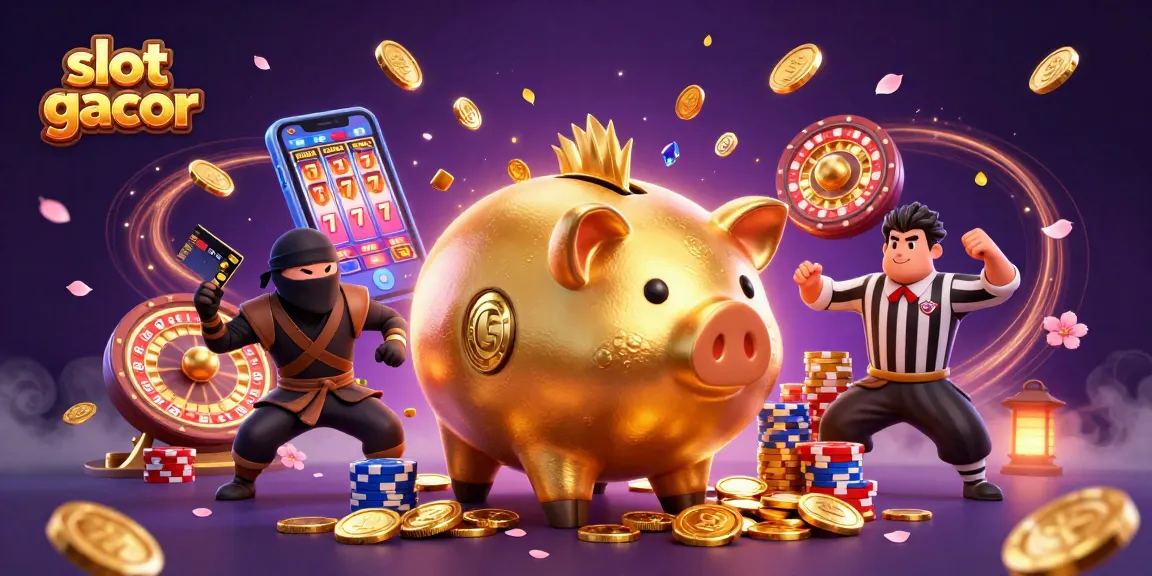 Experience the thrill of slot gacor with golden coins and vibrant characters in a dynamic casino scene.