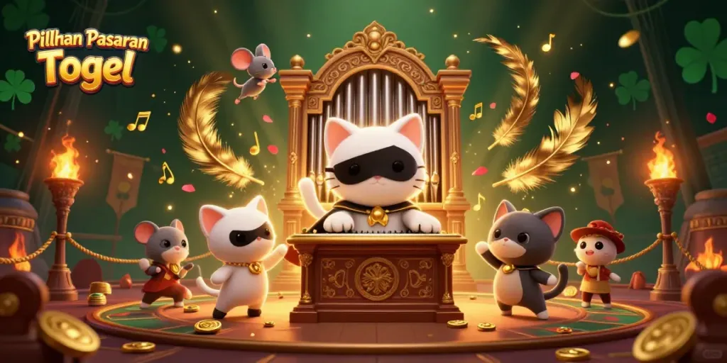 Engage with Pilihan Pasaran Togel in this detailed 3D illustration featuring a whimsical casino scene.