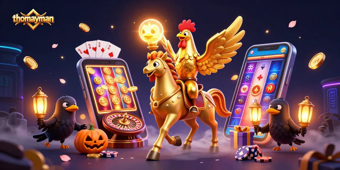 Experience thrilling gameplay with thomayman in this dazzling 3D casino scene filled with golden coins and exciting slot action.