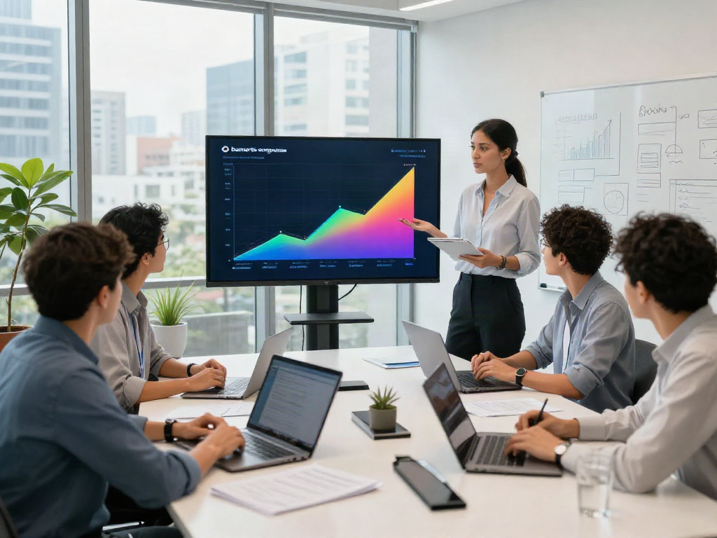 Collaborative meeting on banorte empresas strategies in a modern office.