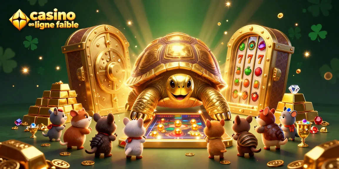 Jouez à des jeux de casino en ligne fiable avec une tortue en or amusante d'un côté et des trésors scintillants de l'autre.