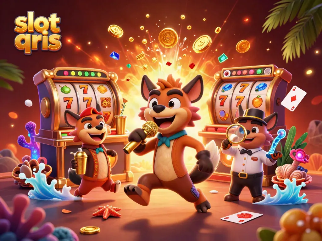 Experience thrilling gameplay at slot qris with a vibrant casino scene filled with engaging characters and dynamic game elements.