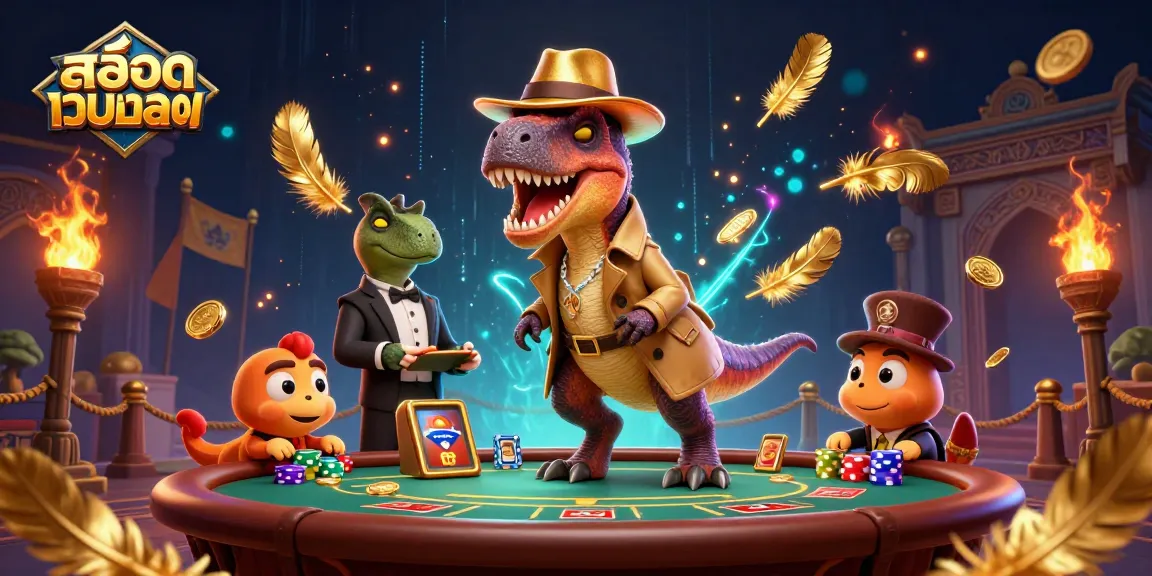 Experience the excitement of สล็อตเว็บตรง with captivating characters in a dynamic 3D casino illustration.