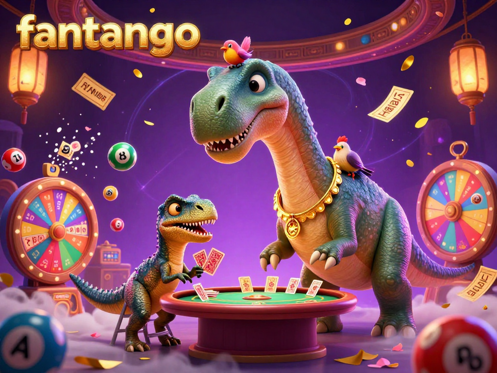 Engage in thrilling fantango lottery excitement with colorful balls and whimsical casino characters!