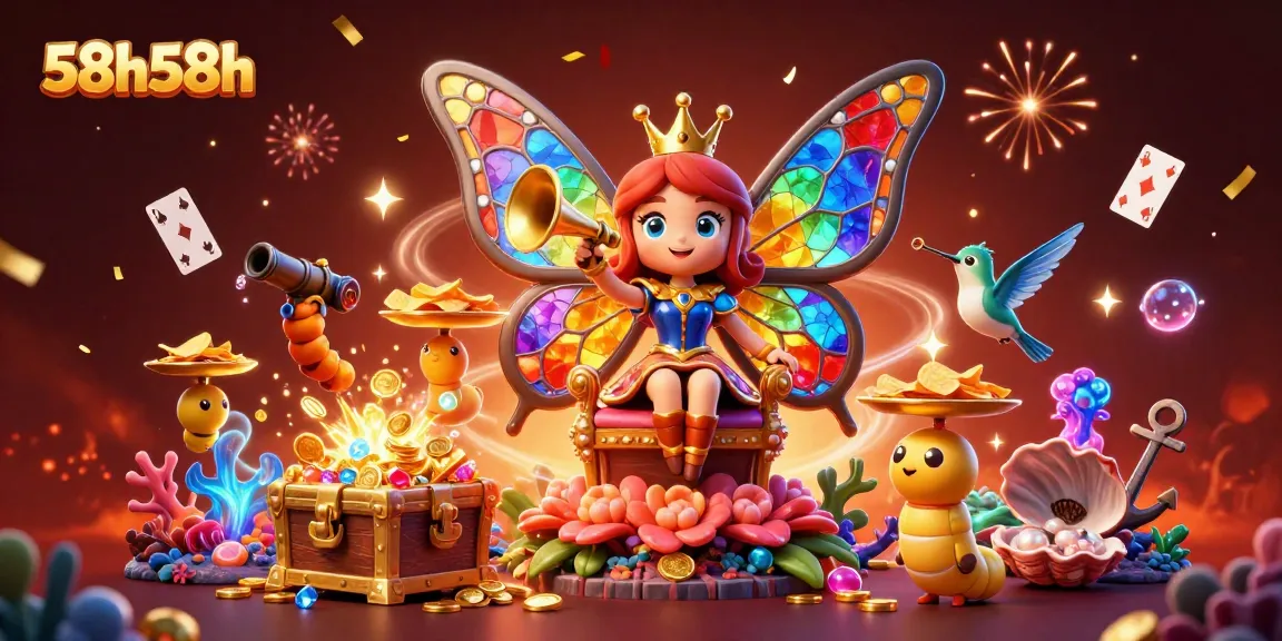 Engage with thrilling games at 58h58h as the butterfly queen presides over a vibrant casino dream.