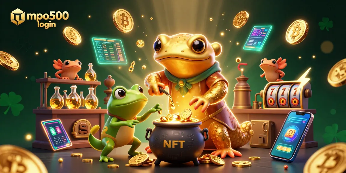 Engage with mpo500 login and explore captivating slot games in a vibrant 3D illustration.