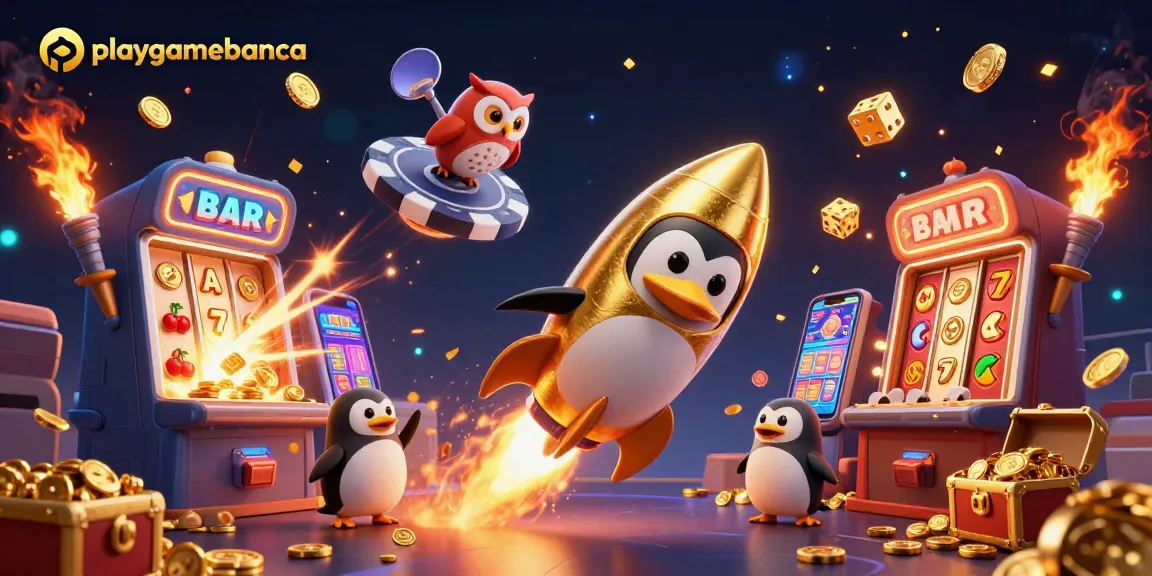 Experience the thrill of playgamebanca with a vibrant 3D casino scene filled with golden winnings and action.