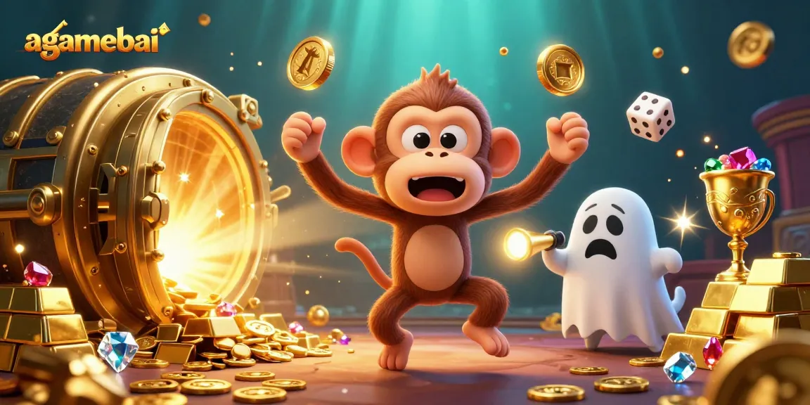 Engage with agamebai as playful golden coins swirl amid a haunted casino scene