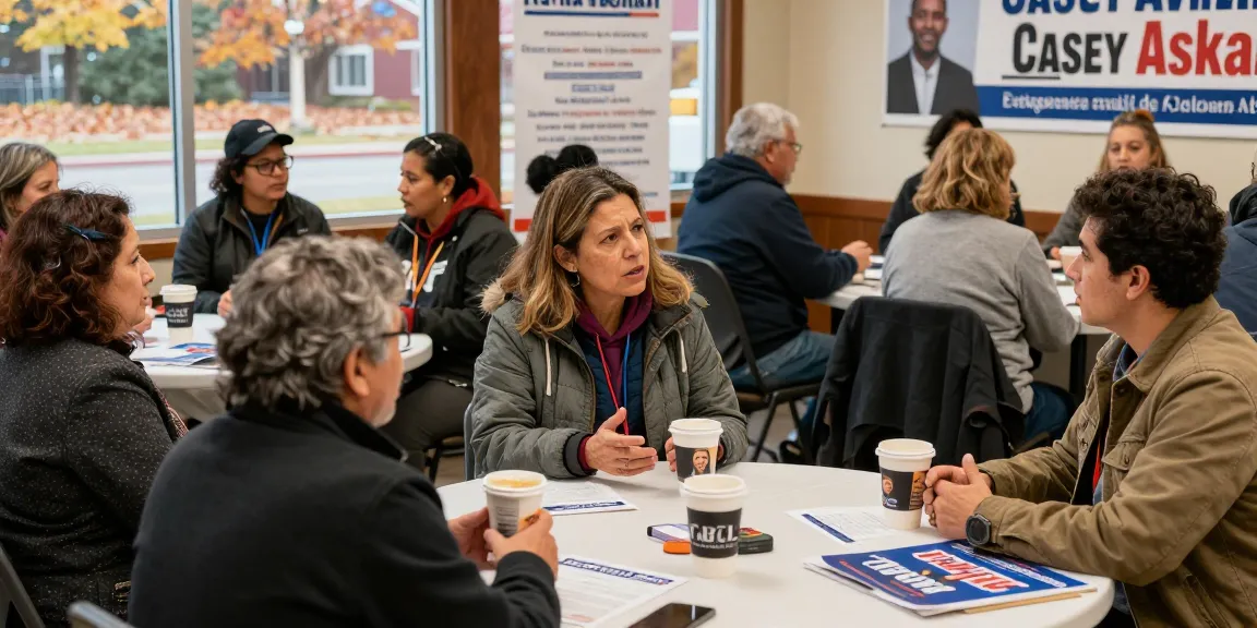 Casey Askar campaign gathering showcasing diverse community engagement and local discussions.