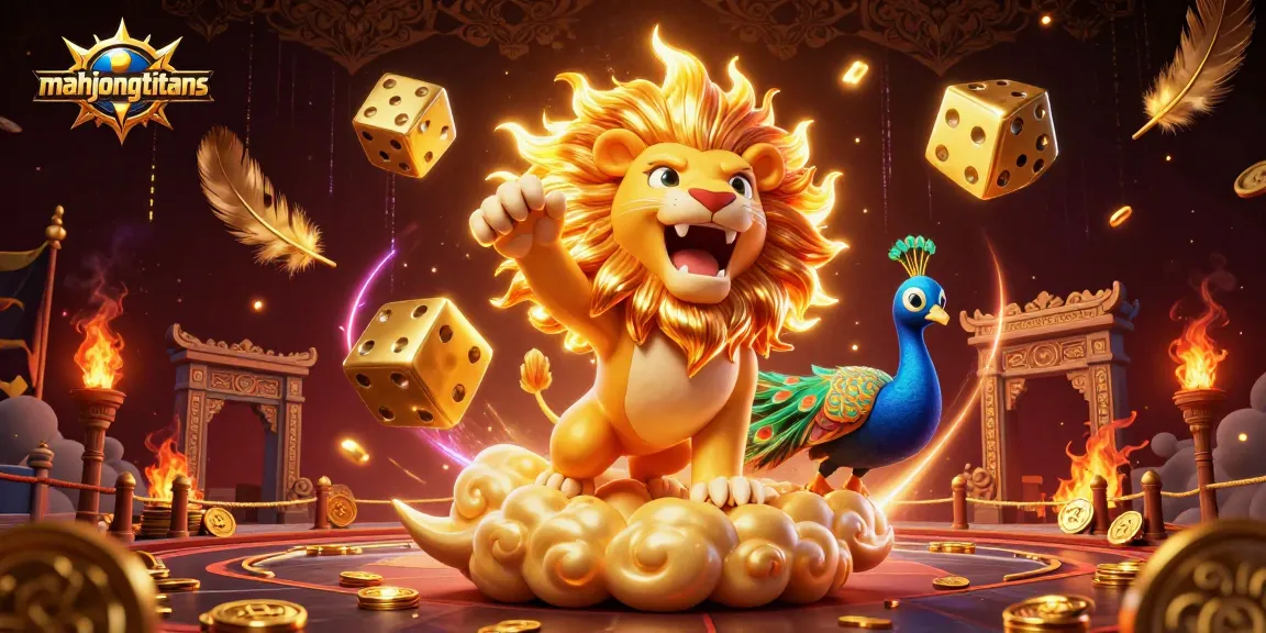 Engage with mahjongtitans in a vibrant scene filled with gaming elements, highlighting luck and strategy.