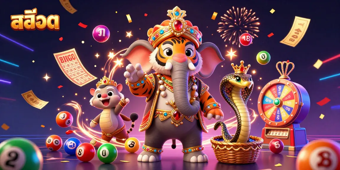 Engage with สล็อต excitement featuring a maharaja tiger, jewel elephant, and lottery elements.