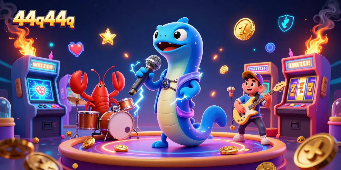 Experience the excitement of 44q44q with vibrant 3D casino art showcasing an electric eel DJ.