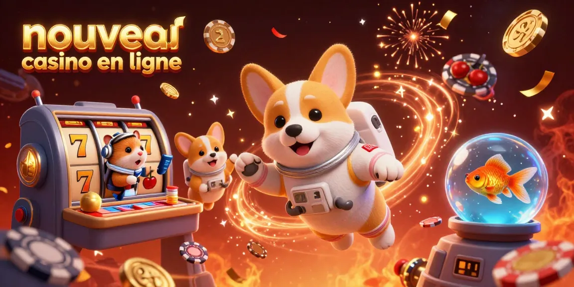 Découvrez la scène dynamique d'un nouveau casino en ligne, illustrant un corgi astronaute dans l'espace.