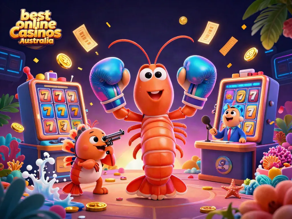 Experience the excitement at the best online casinos Australia with vibrant 3D characters and dynamic casino elements.