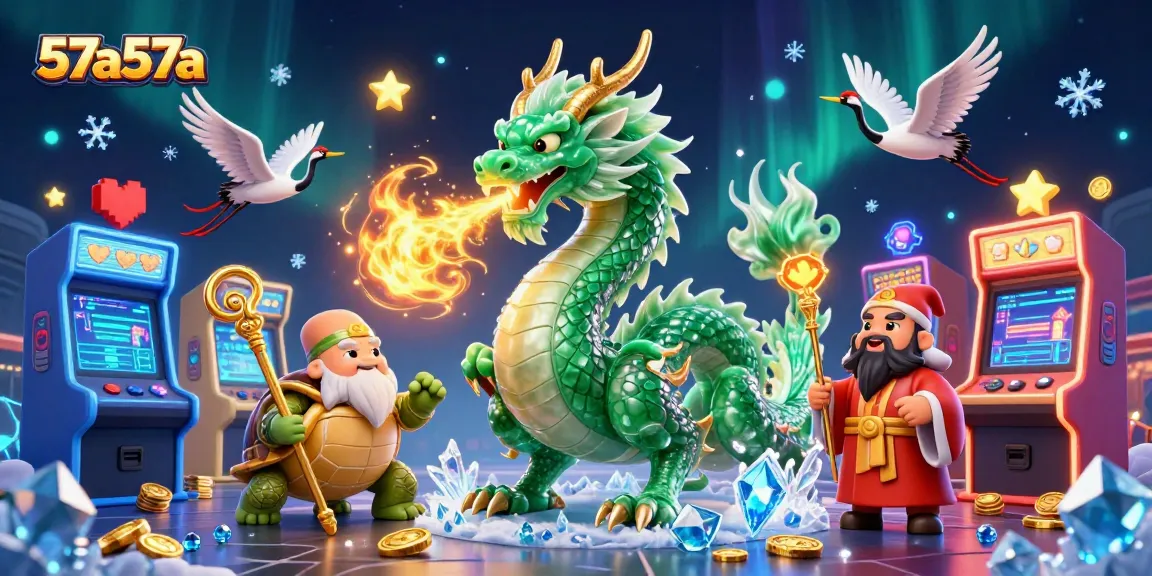 Engaging 3D illustration featuring the fantastical characters of 57a57a amidst vibrant casino gaming elements.
