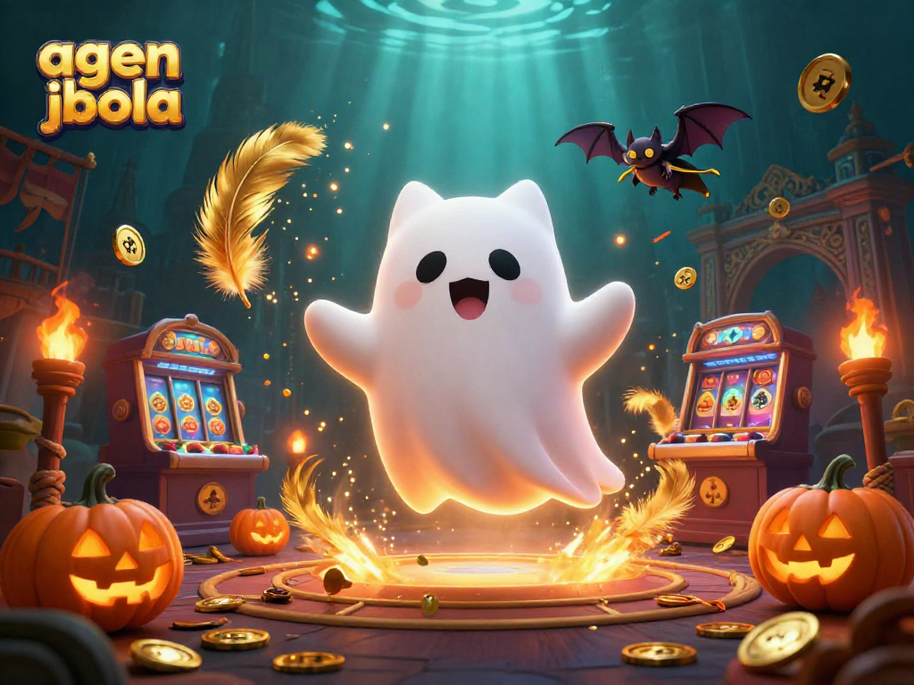 Experience thrilling action in agen judi bola with a ghost cat and vampire bat amidst vibrant casino imagery.