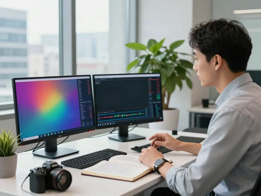 Engaging analysis on FintechZoom.com in a modern office with financial charts and market insights.
