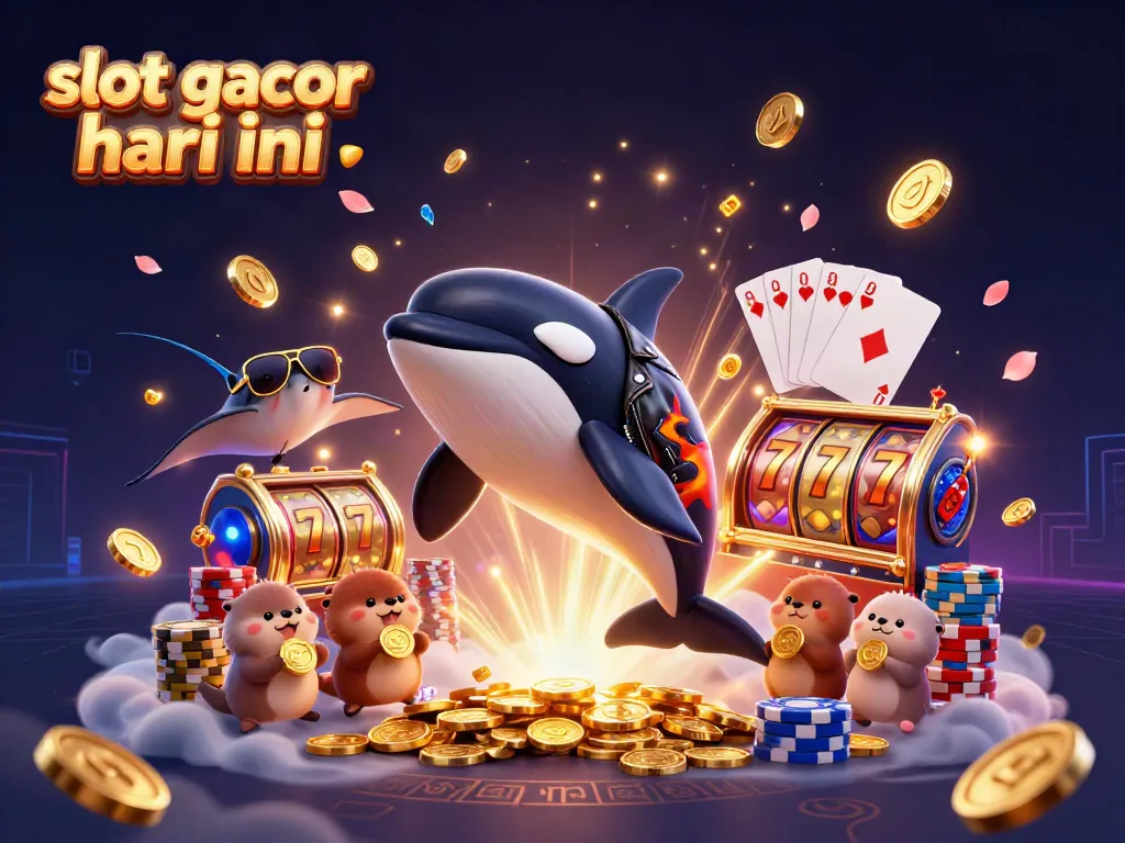 Experience thrilling wins with slot gacor hari ini in this vibrant 3D casino scene.