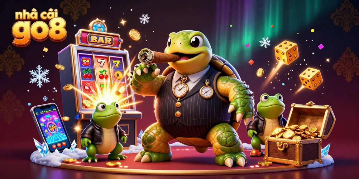Experience the vibrant world of nhà cái go8 with a lively 3D casino scene featuring colorful game elements.