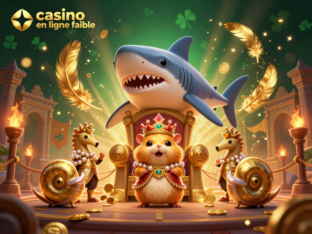 Jouez dans un casino en ligne fiable, avec un roi hamster en or et des gardes hippocampes, entourés d'une ambiance de jeu dynamique.