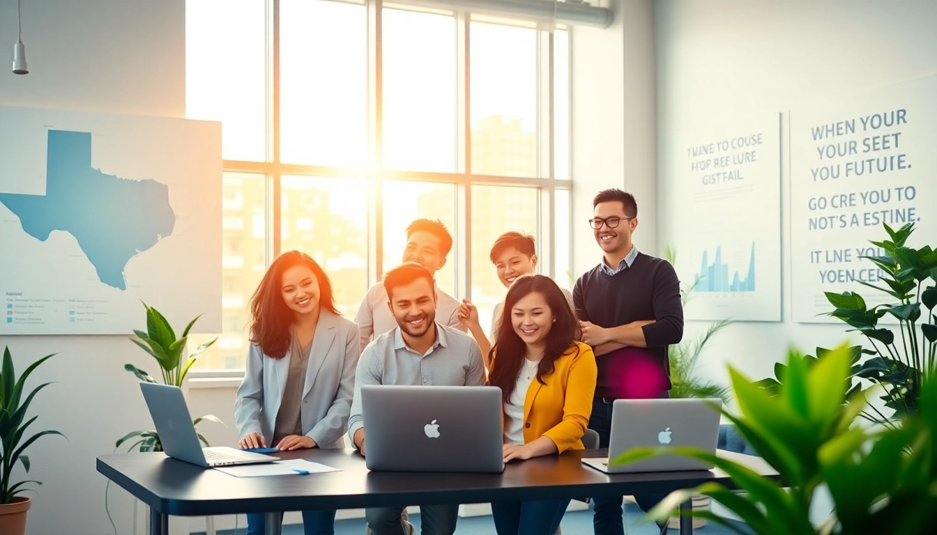 Build your future South Texas with motivated professionals collaborating in a bright office.
