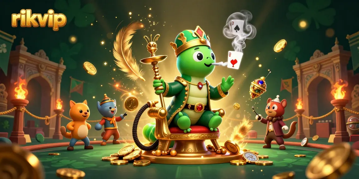 Experience the excitement of rikvip with a vibrant 3D casino-themed scene featuring unique characters and dynamic game elements.