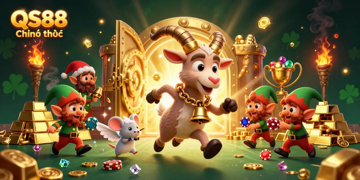 Experience exciting wins at QS88 Chính thức with a fantasy-filled 3D casino scene featuring quirky characters.