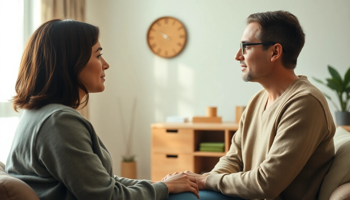 Engaging trauma therapy session showcasing professional support and emotional connection.
