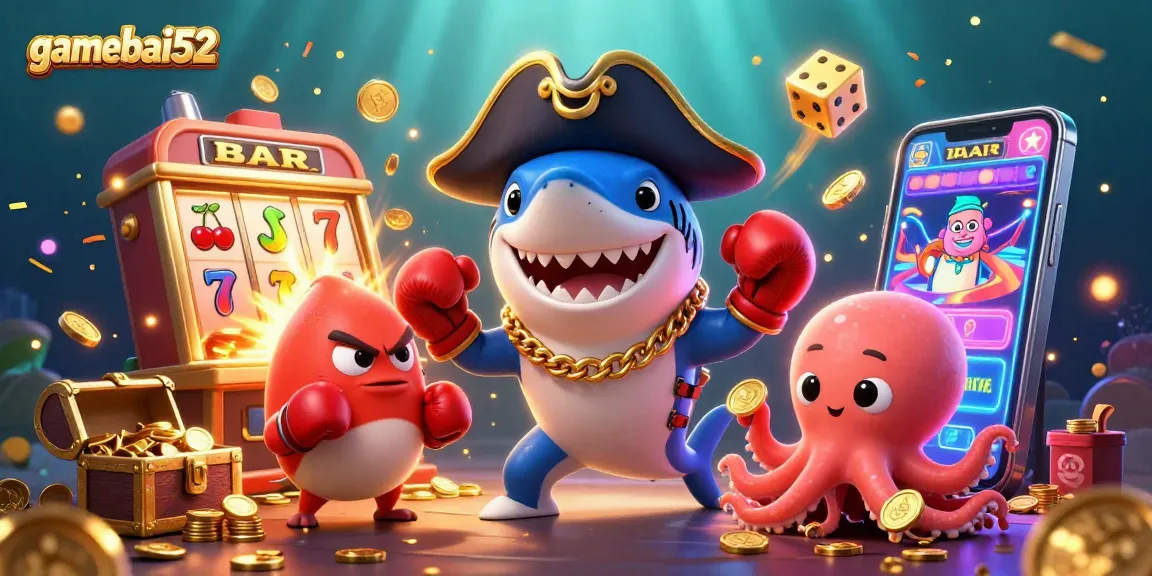 Experience the excitement of gamebai52 with a vibrant casino scene featuring dynamic characters and engaging elements.