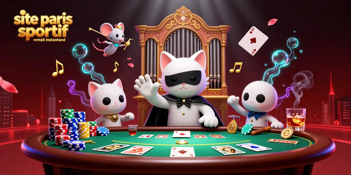 Pariez instantanément avec le site paris sportif retrait instantané, un chat fantôme 3D et un acrobate de souris dans un casino.