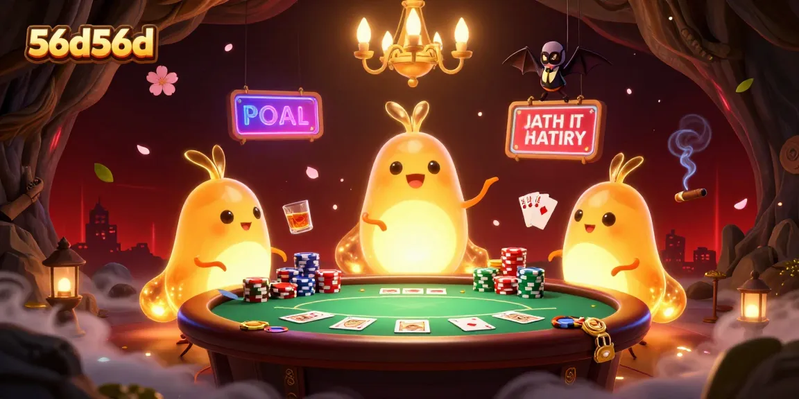 Experience the thrill of 56d56d as glowworms illuminate a lively cave casino with vibrant game elements.